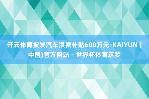 开云体育披发汽车浪费补贴600万元-KAIYUN (中国)官方网站 - 世界杯体育筑梦