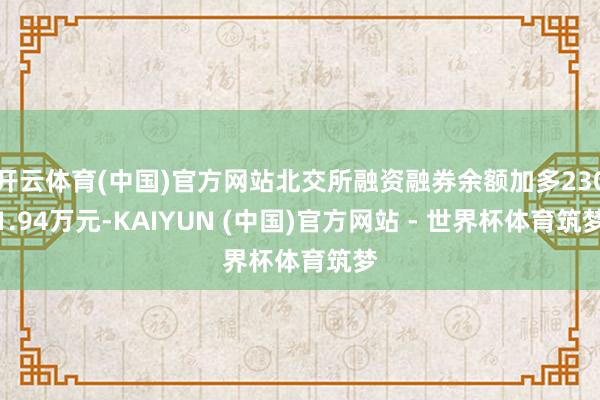 开云体育(中国)官方网站北交所融资融券余额加多2301.94万元-KAIYUN (中国)官方网站 - 世界杯体育筑梦