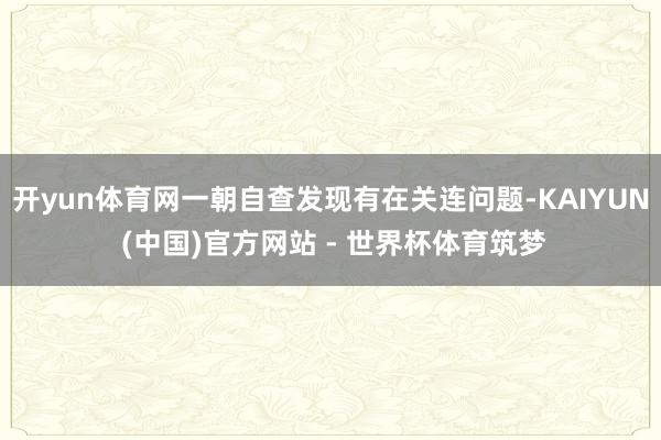 开yun体育网一朝自查发现有在关连问题-KAIYUN (中国)官方网站 - 世界杯体育筑梦