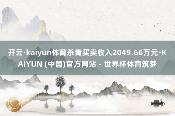 开云·kaiyun体育杀青买卖收入2049.66万元-KAIYUN (中国)官方网站 - 世界杯体育筑梦
