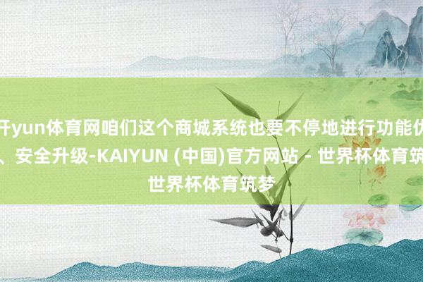 开yun体育网咱们这个商城系统也要不停地进行功能优化、安全升级-KAIYUN (中国)官方网站 - 世界杯体育筑梦